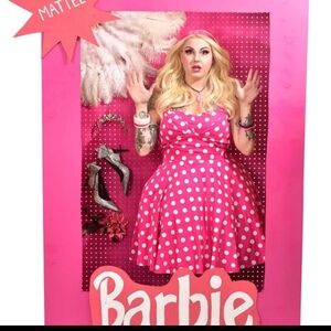 ModCloth iXiA Pink White Polka Dot Traveling Cupcake Truck Halter Pinup Dress 2X